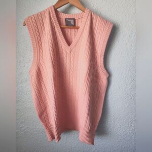 Nordstrom Glan Douglas Cashmere Pink V-Neck Cable Knit Sweater